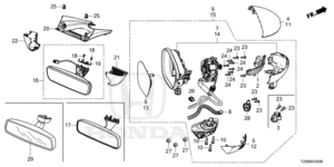 76208-T24-T01 Right Side Mirror Honda Civic