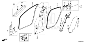 84101-T24-Z01ZA Front Pillar Trim