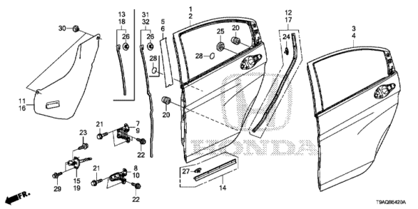67550-T9A-T00ZZ Rear Door Panel